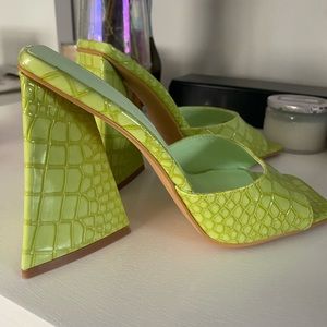 Lime Green Croc Heels